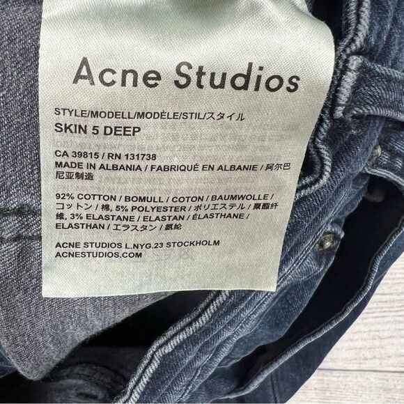 Acne Studios Skin 5 Deep Skinny Jeans Dark Wash Mid Rise Stretch Ankle Womens 29 - Picture 8 of 11